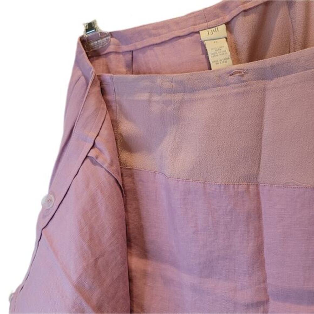 J. JILL VTG 90s Linen‎ Midi Skirt Wrap Pencil Womens Size 12 Patchwork Rose Pink - Picture 4 of 16